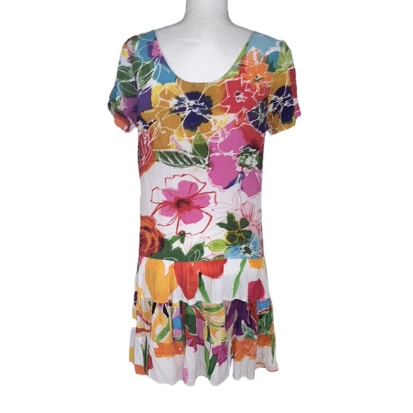 Jams World Hattie Tropical Floral Hawaiian Tiered Mini Dress - S - Picture 7 of 13